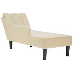 Chaise lounge com tecido creme para apoio de braço direito