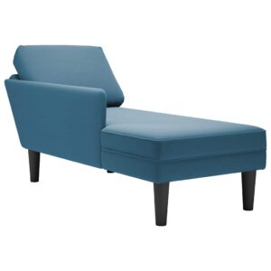 Chaise lounge c/ almofada/apoio de braços direito veludo azul
