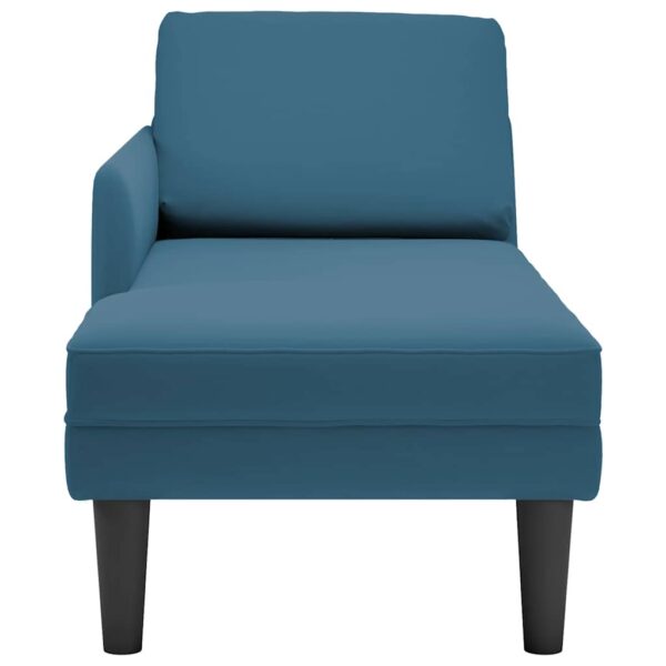 Chaise lounge c/ almofada/apoio de braços direito veludo azul - Image 4