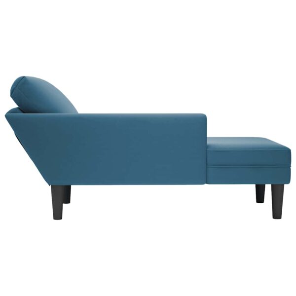 Chaise lounge c/ almofada/apoio de braços direito veludo azul - Image 5