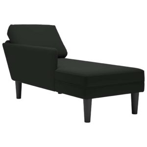 Chaise lounge c/ almofada/apoio de braços direito veludo preto