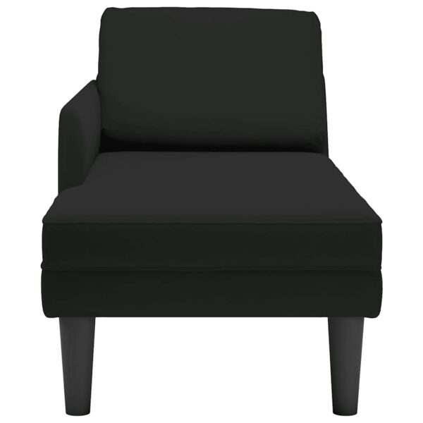 Chaise lounge c/ almofada/apoio de braços direito veludo preto - Image 4