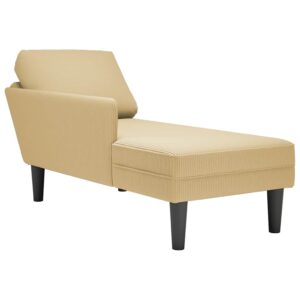 Chaise lounge com almofada tecido corduroy verde claro