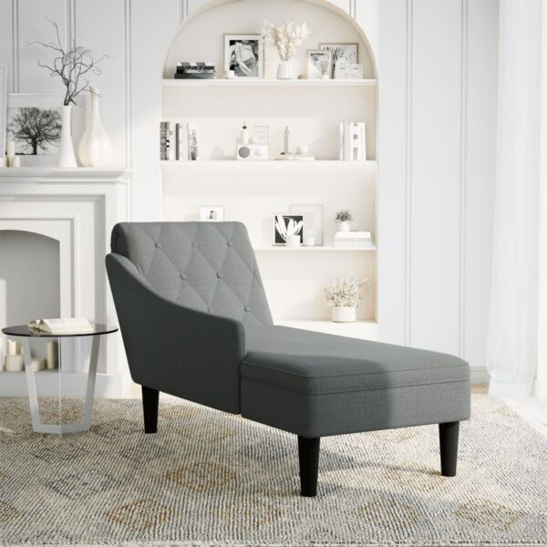 Chaise lounge c/ almofada/apoio de braços direito tecido - Image 2