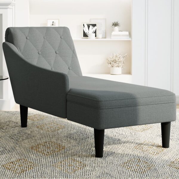 Chaise lounge c/ almofada/apoio de braços direito tecido - Image 3