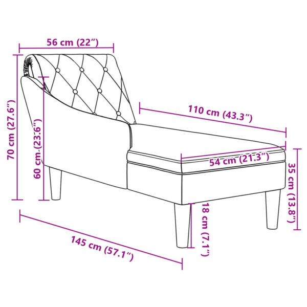 Chaise lounge c/ almofada/apoio de braços direito tecido - Image 9