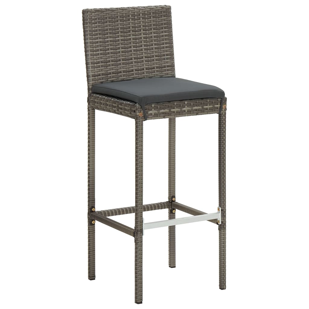 3 pcs conjunto de bar p/ jardim acácia maciça/vime PE cinzento - Image 3