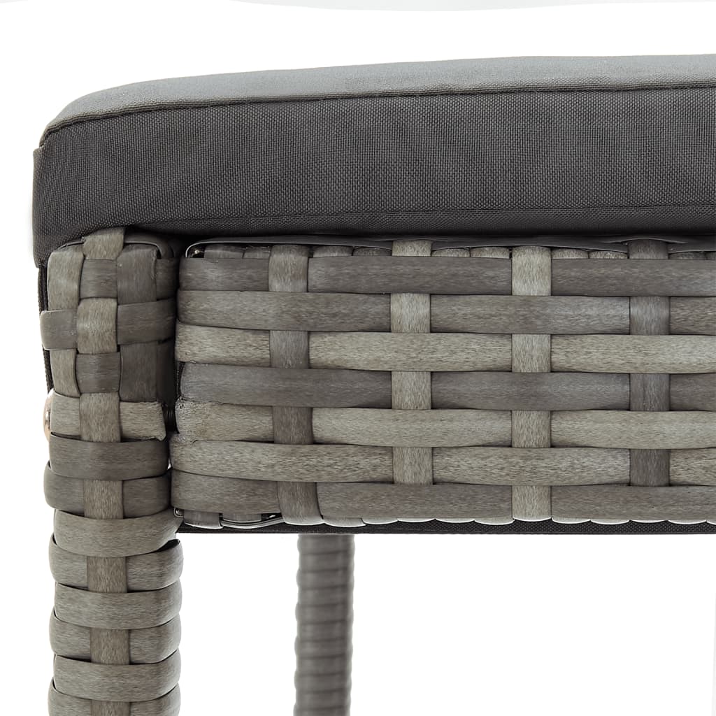 3 pcs conjunto de bar p/ jardim acácia maciça/vime PE cinzento - Image 8