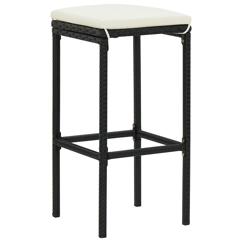 7 pcs conjunto de bar para jardim vime PE/acácia maciça preto - Image 3