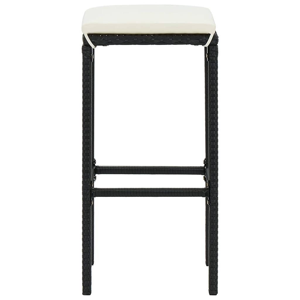 7 pcs conjunto de bar para jardim vime PE/acácia maciça preto - Image 5