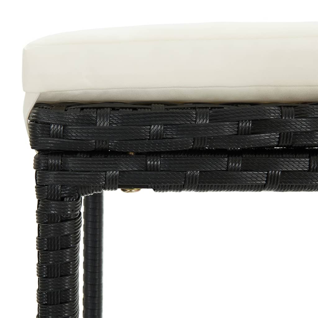 7 pcs conjunto de bar para jardim vime PE/acácia maciça preto - Image 8
