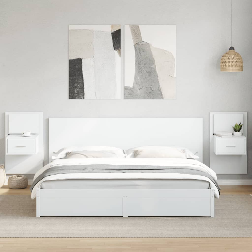 Cabeceira de cama c/ armários 200cm derivados de madeira branco