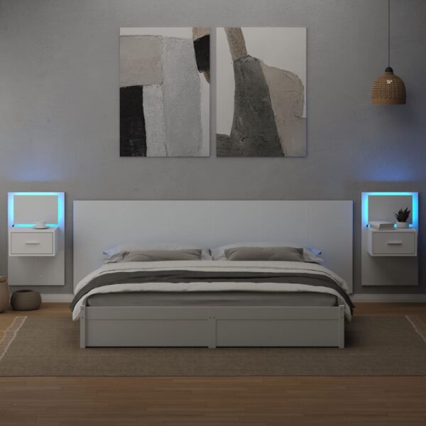 Cabeceira de cama c/ armários 240cm derivados de madeira branco - Image 3