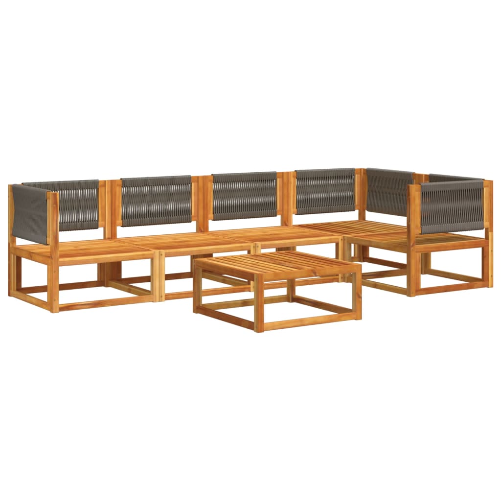 6 pcs conjunto de sofás de jardim com almofadões acácia maciça - Image 2