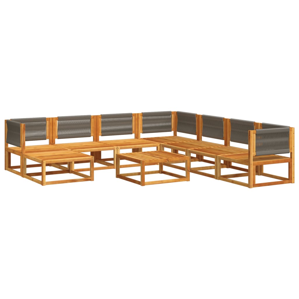 9 pcs conjunto de sofás de jardim com almofadões acácia maciça - Image 2