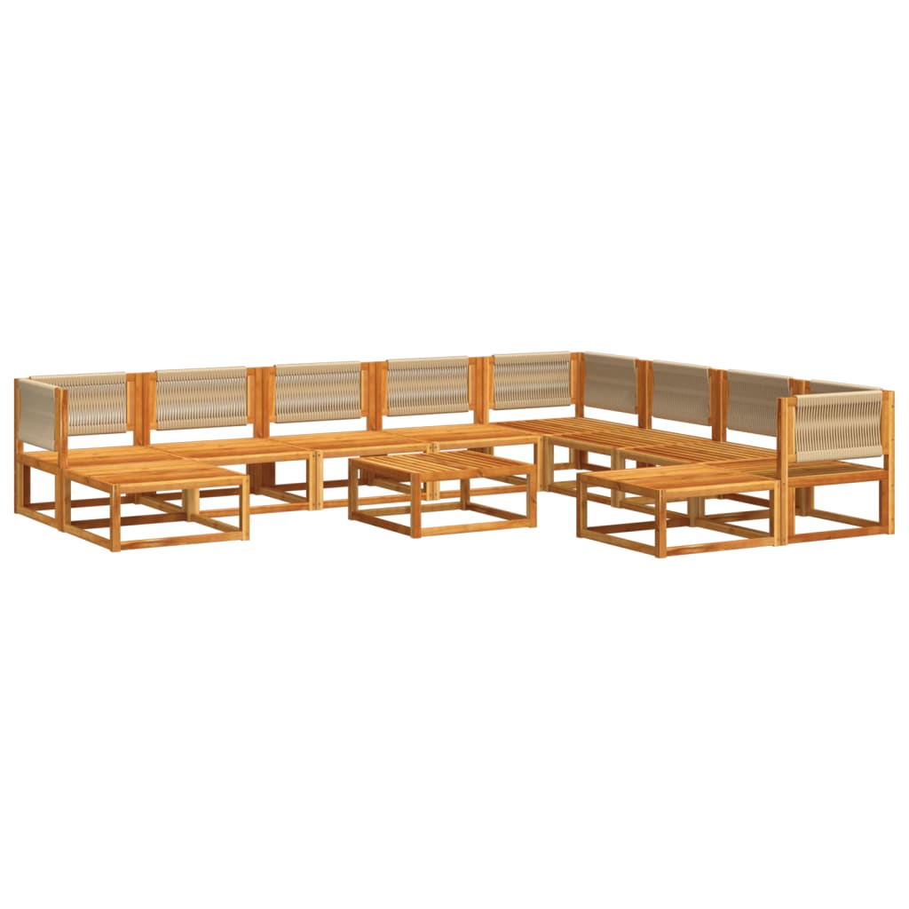11pcs conjunto sofás jardim c/almofadões madeira maciça acácia - Image 2