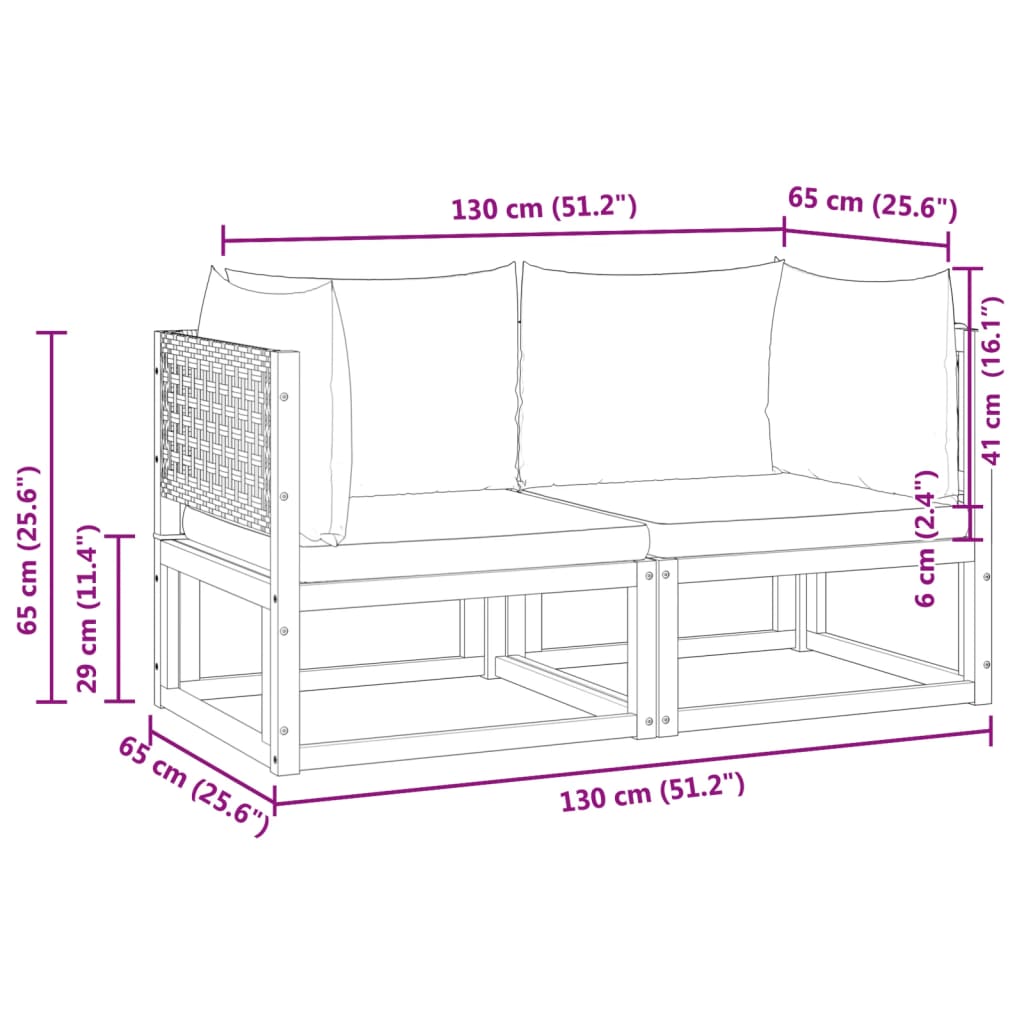 Sofás de canto p/ jardim 2 pcs c/ almofadões acácia maciça - Image 8