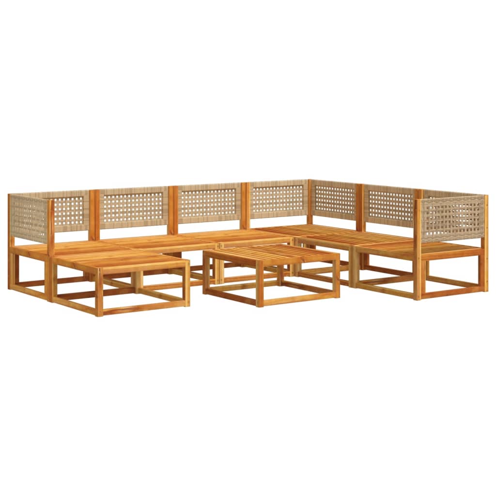8 pcs conjunto de sofás de jardim com almofadões acácia maciça - Image 2
