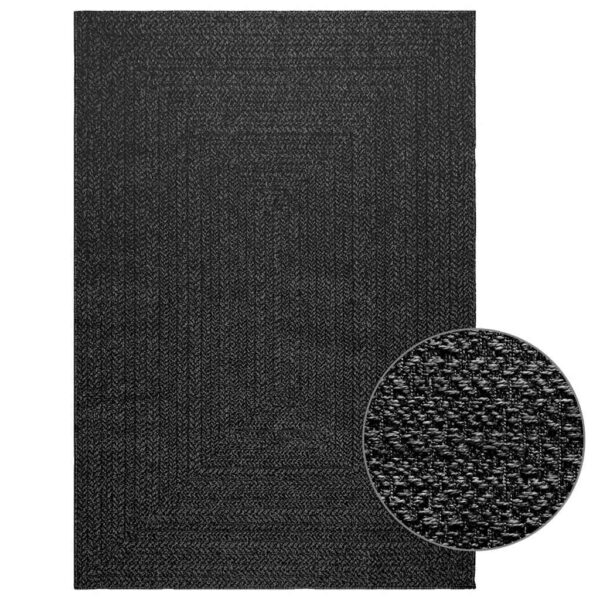 Tapete ZIZUR antracite 140x200 cm aspeto juta interior exterior