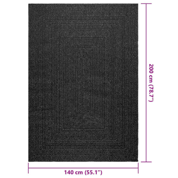 Tapete ZIZUR antracite 140x200 cm aspeto juta interior exterior - Image 8
