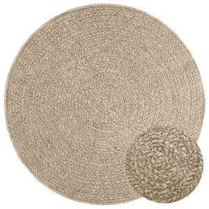 Tapete ZIZUR Beige Ø 120 cm aspeto de juta interior e exterior