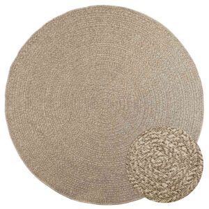 Tapete ZIZUR Beige Ø 200 cm aspeto de juta interior e exterior