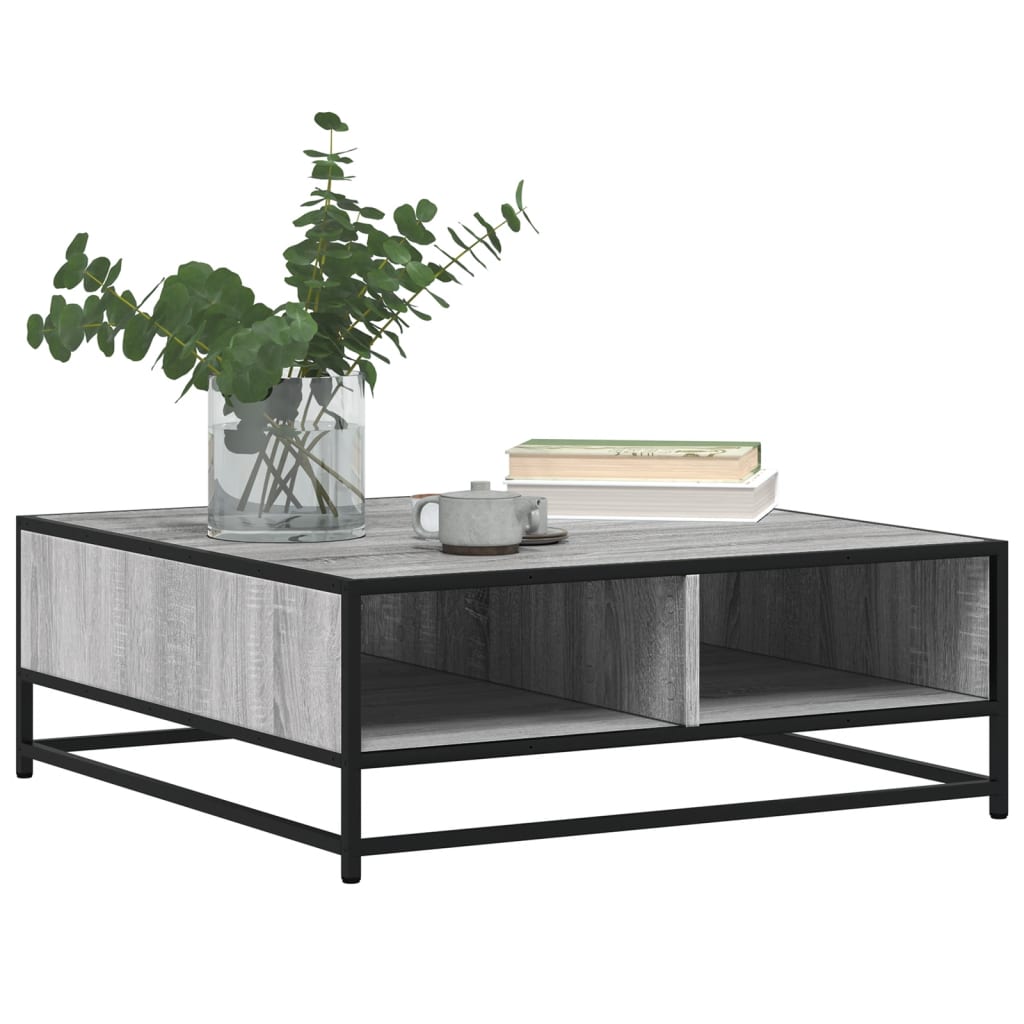 Mesa de centro 80x80x30 cm deriv. madeira/metal cinzento sonoma - Image 3