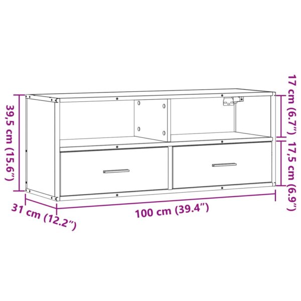 Móvel para TV 100x31x39,5 cm derivados de madeira/metal preto - Image 10