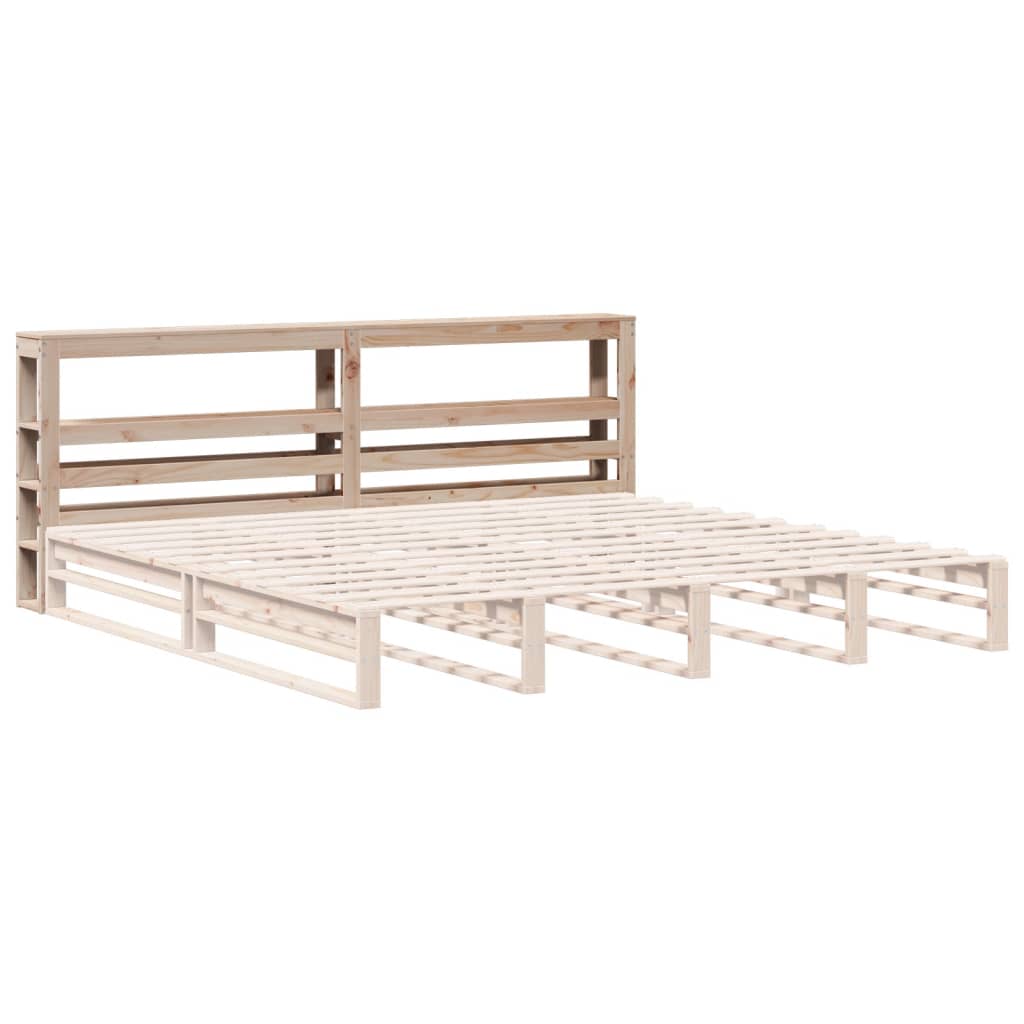 Cabeceira com prateleiras 180 cm madeira de pinho maciça - Image 3