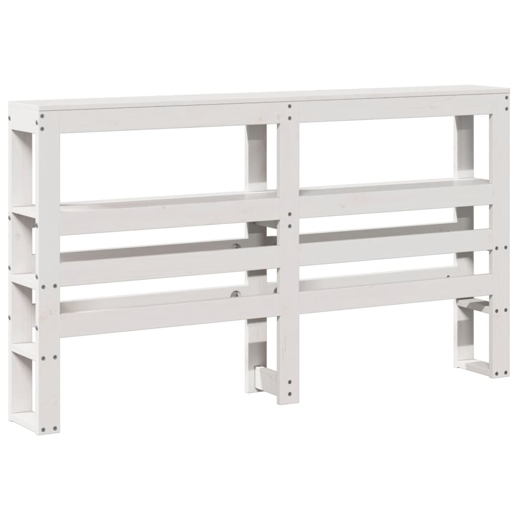 Cabeceira com prateleiras 150 cm madeira de pinho maciça branco - Image 5