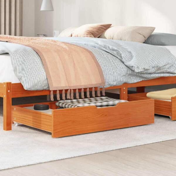 Gavetas para cama 2 pcs 85x55x16 cm pinho maciço castanho-mel - Image 2