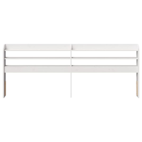 Cabeceira com prateleiras 180 cm madeira de pinho maciça branco - Image 2