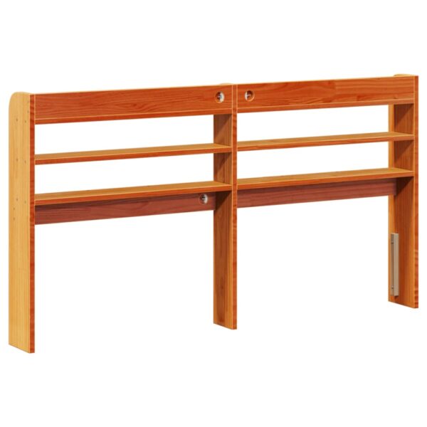 Cabeceira com prateleiras 150 cm pinho maciço castanho-mel - Image 4