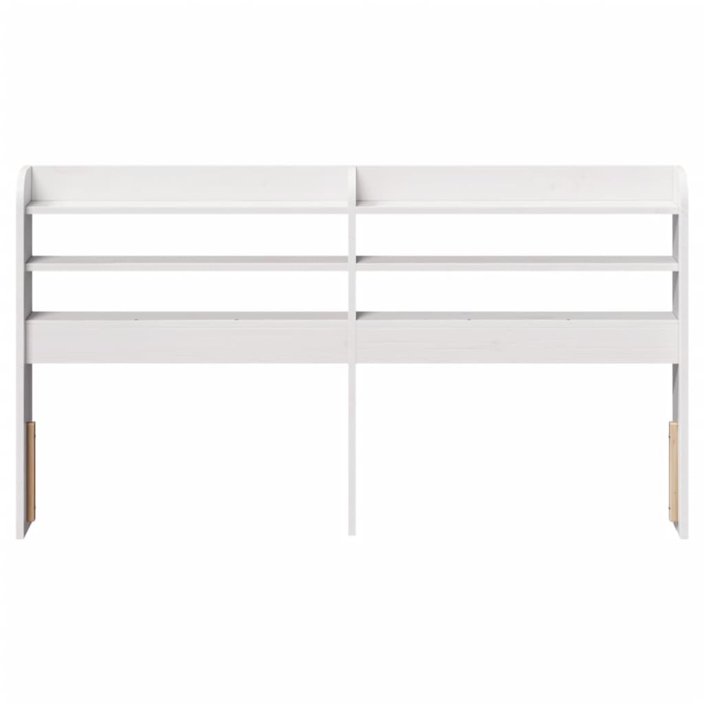 Cabeceira com prateleiras 120 cm madeira de pinho maciça branco - Image 2