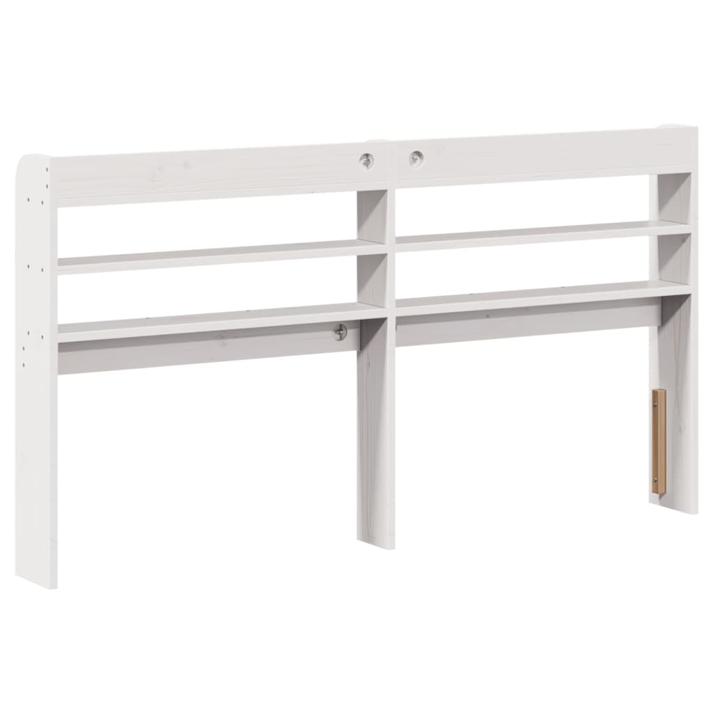Cabeceira com prateleiras 120 cm madeira de pinho maciça branco - Image 4