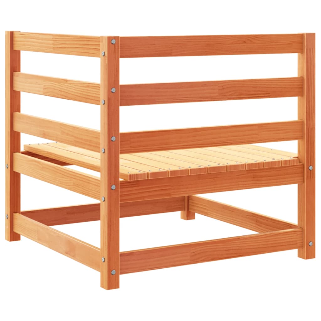 2 pcs conjunto sofás de jardim madeira de pinho castanho cera - Image 4