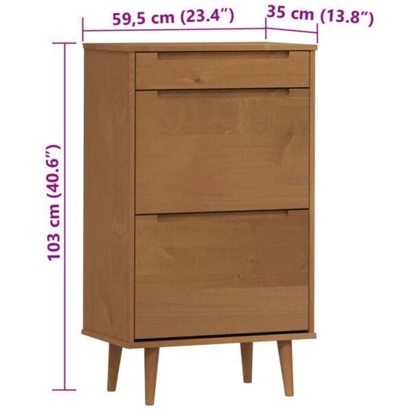 Sapateira MOLDE 59,5x35x103 cm pinho maciço castanho - Image 7