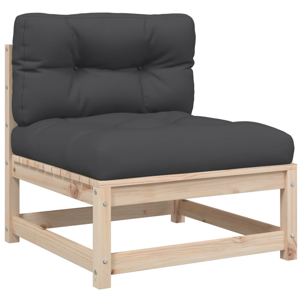 9 pcs conjunto sofás de jardim com almofadões pinho maciço - Image 3