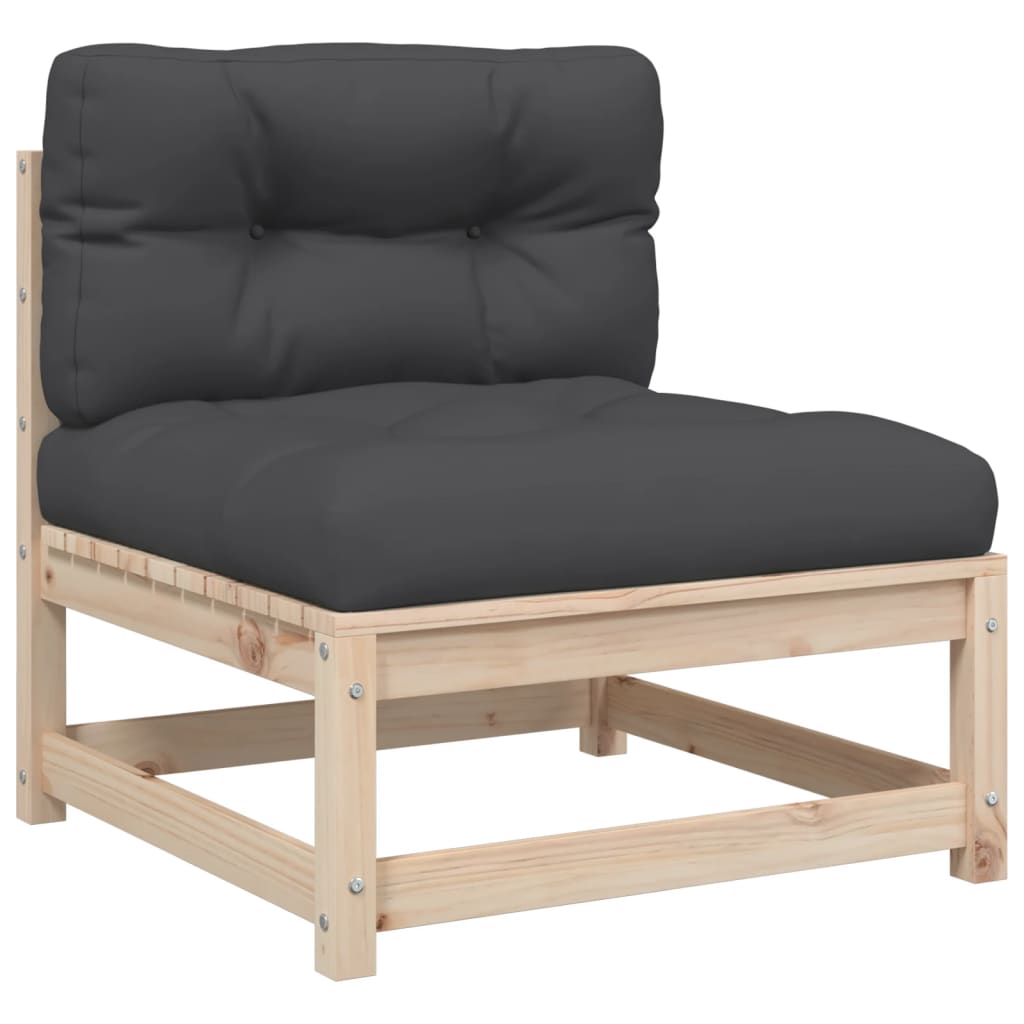 9 pcs conjunto sofás de jardim com almofadões pinho maciço - Image 3