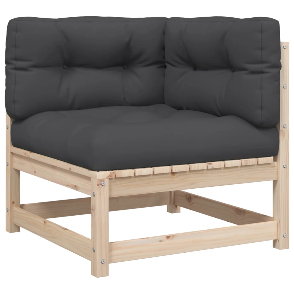 9 pcs conjunto sofás de jardim com almofadões pinho maciço - Image 4