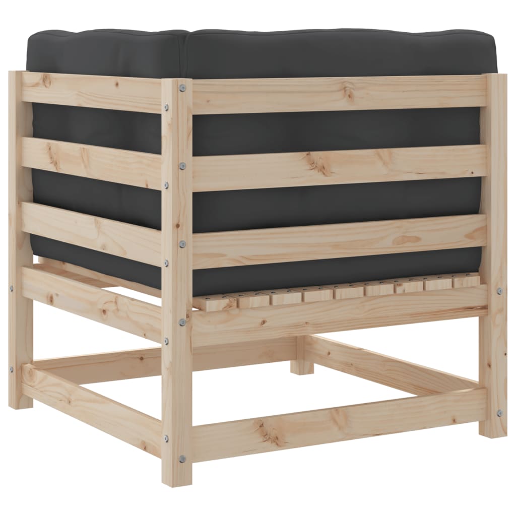 9 pcs conjunto sofás de jardim com almofadões pinho maciço - Image 6