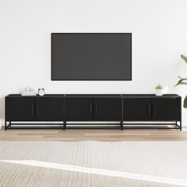 Móvel de TV 210x35x41 cm derivados de madeira preto - Image 2