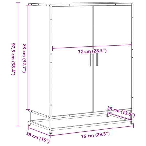 Sapateira 75x38x97,5 cm deriv. de madeira/metal cinzento sonoma - Image 9