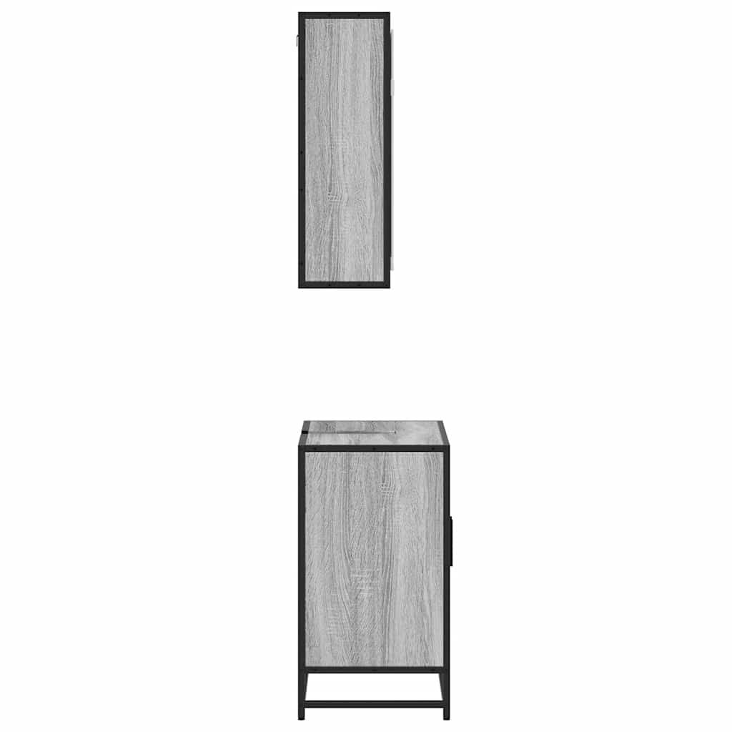 2 pcs conjunto móveis WC derivados de madeira sonoma cinza - Image 5