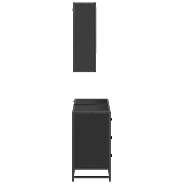2 pcs conjunto móveis casa de banho derivados de madeira preto - Image 5