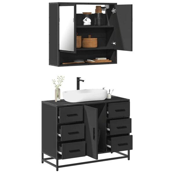 2 pcs conjunto móveis casa de banho derivados de madeira preto