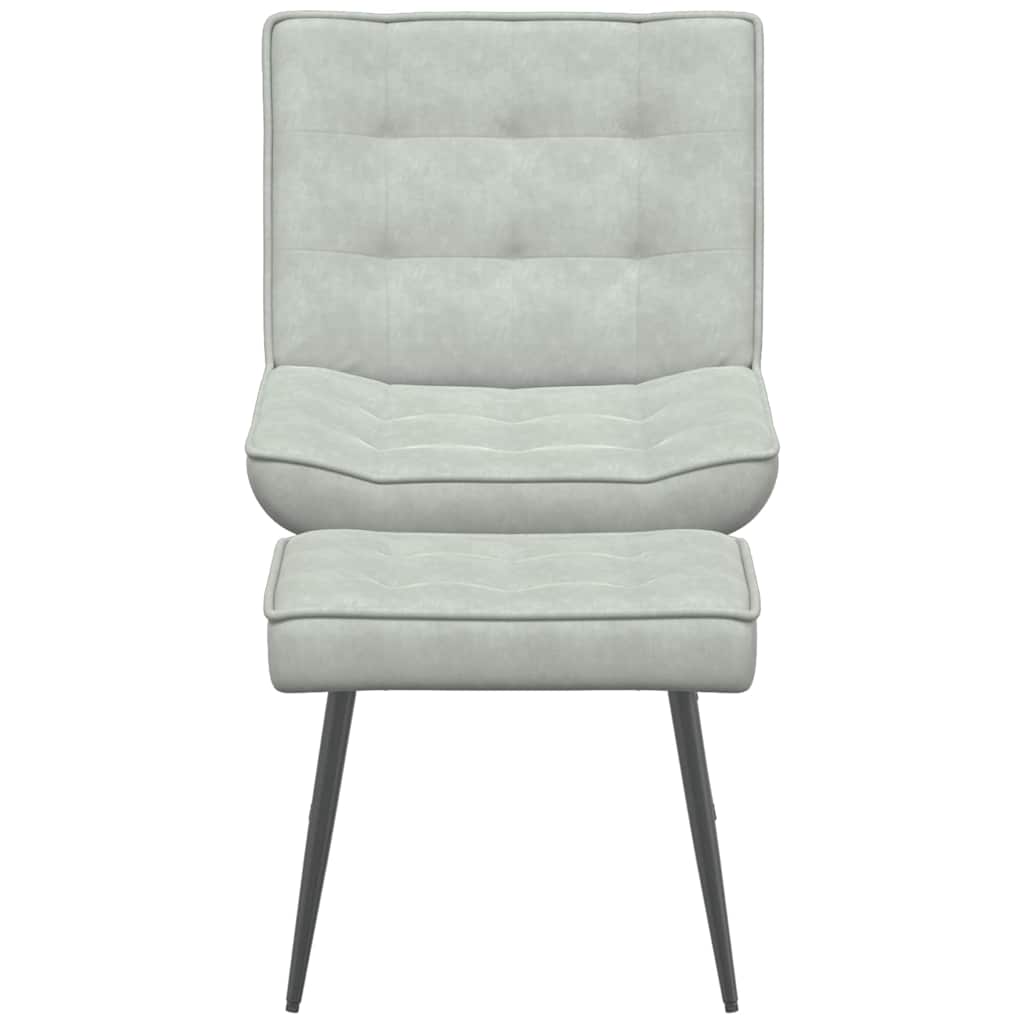 Cadeira de descanso com banco veludo cinzento-claro - Image 4