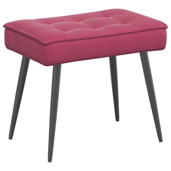 Cadeira de descanso com banco veludo vermelho tinto - Image 5