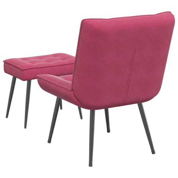 Cadeira de descanso com banco veludo vermelho tinto - Image 7
