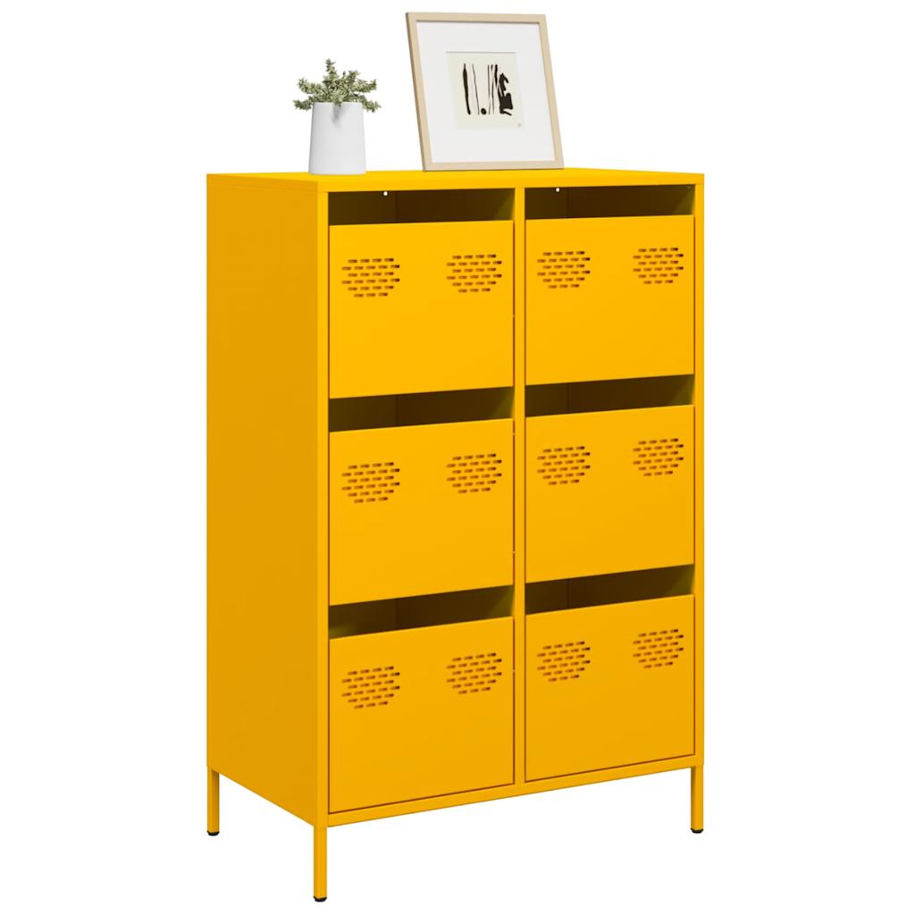 Móvel alto 68x39x101,5 cm aço amarelo mostarda